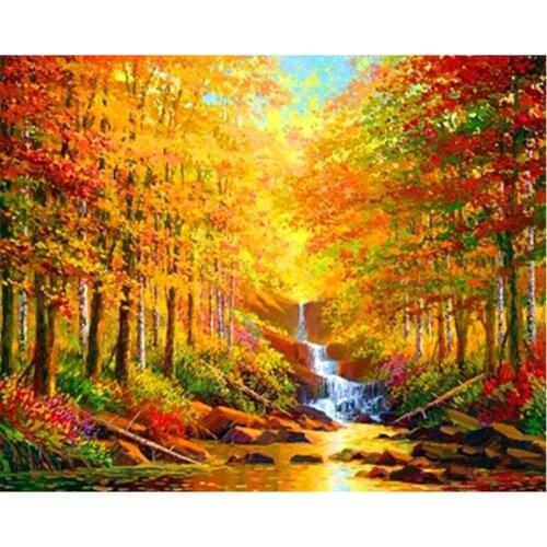 Diamond embroidery Cross stitch mosaic autumn forest mosaic needlework of rhinestones 5d diy diamond painting Brook Home Decor