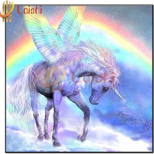 Diamond painting sky Rainbow unicorn diamond embroidery full square/round drill animal puzzles gifts for the new year 2021