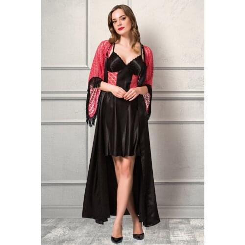 Satin Nightgown and Dressing Gown Set, Womens Nightgown, Womens Dressing Gown, Lacy