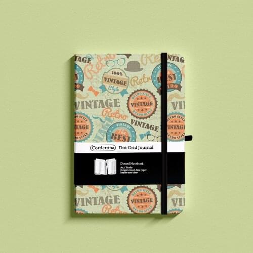 Retro A5 Dotted Notebook Dot Grid Journal Hard Cover 100g Travel Planner Diary