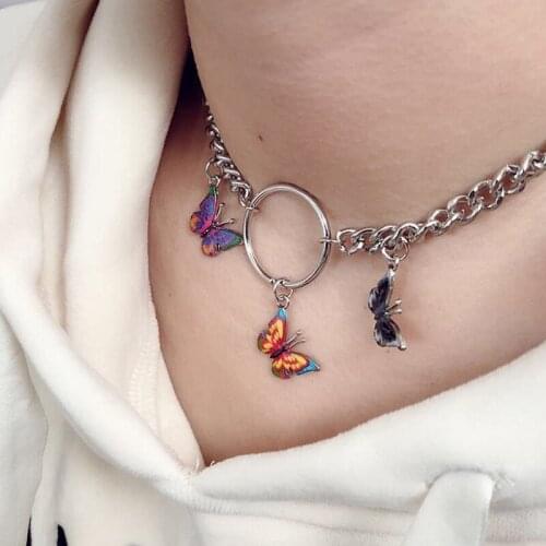 Bohemian Sweet Women Butterfly Pendant Necklace Fashion Animal Pendant Short Choker Necklace Party Jewelry Gift