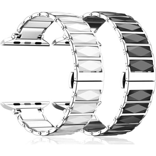 For apple wtach band 44mm 40mm Series 5 4 bracelet for iwatch 3 bands Ceramic Stainless Steel watchbands men women correa wrist