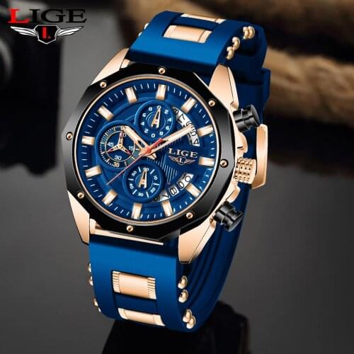 2021 NEW Top LIGE Brand Casual Fashion Watches for Man Military Silicone Sport Watch Men Watches Chronograph relojes para hombre
