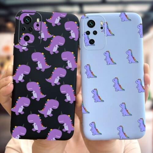 Flower Dinosaur Coque For Xiaomi Redmi Note 10 Case Cute Phone Cover For Xiaomi Redmi Note 10 Pro Max Note10 5G Soft Matte Funda