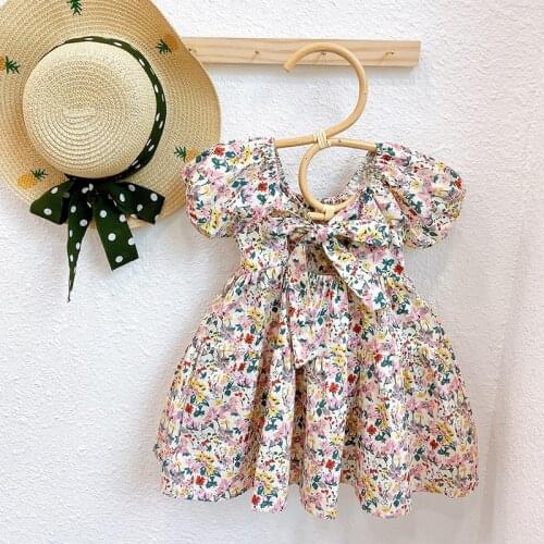 Childrens summer dress 2021 new Korean style trend girl floral cotton skirt cute little girl toddler baby princess dresses