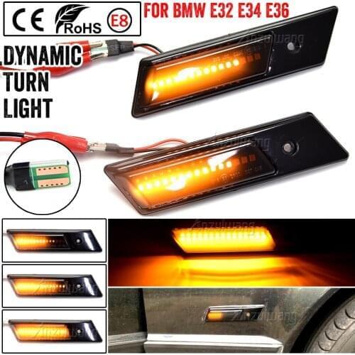 For BMW E32 E34 E36 Side Lights Streamer Crystal Cover LED Dynamic Turn Signal Light Marker Sequential Blinker Lamp