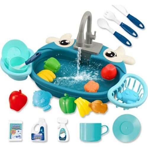 Electric Circulating Water Washing Table Early Education Toy Automatic Pool Shower Small Jig Cleaning Tools Kids Montessori Toys