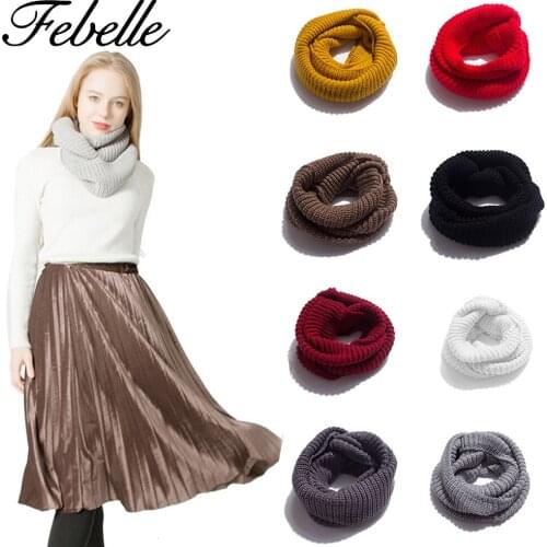 Febelle Cashmere Winter Women Scarf Fall Girls Knit Infinity Scarves Female