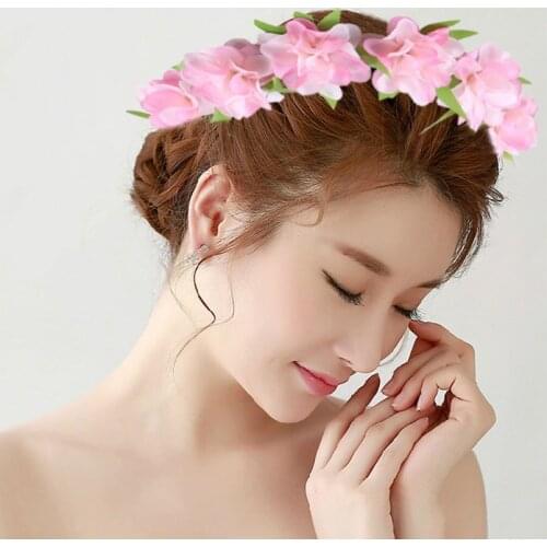 Girls Wedding Flower Garlands Wreath Bohemian Vine Adjustable Yarn Garland Sweet Hair Bands Accessories For Mermaid Swimming