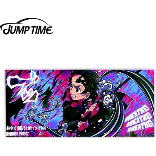 JumpTime 13 x 4.8cm Kamado Tanjirou Anime Demon Slayer Slap Car Stickers Personality JDM Vinyl Decal Car Door Laptop Waterproof