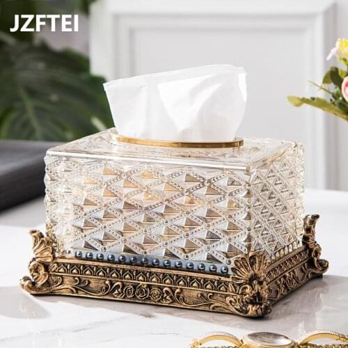 Classic Tissue Box Removable Tissue Boxes Dinner Napkin Table Holder Crystal Towel Organizer Box Decoration Of The Vintage House