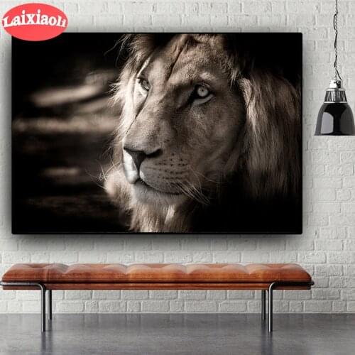Laixiaoli lion diamond painting,Cross Stitch,Lion,Diamond mosaic picture of Rhinestone Full square round Diamond Embroidery art