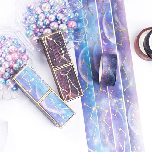 4 Rolls/Set Starry Sky Tapes 15Mm Wide Dream Star Flower Diy Sticker Decoration Adhesive Paper Decora Scrapbooking Label Sticker