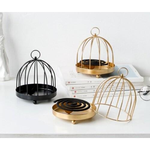 Nordic Style Metal Iron Mosquito Coils Holder Birdcage Shape Insect Repellent Incense Rack Home Outdoor