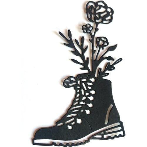 Miss Vintage Flower Boots Metal Cutting Dies Stencils Die Cut For Shoes Scrapbooking Album Paper Card Craft