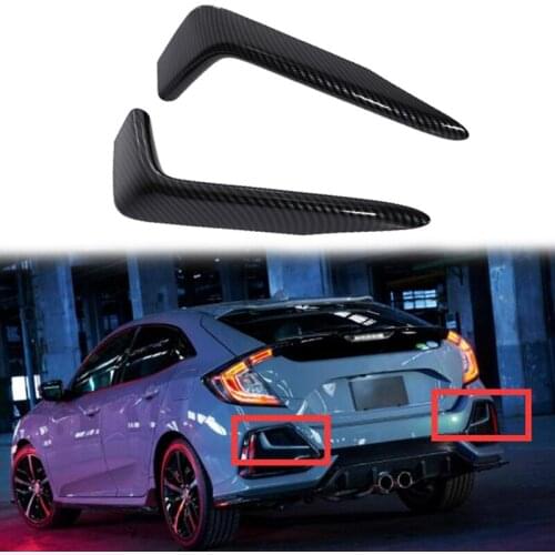 NEW-for Honda Civic Hatchback 2019-2020 Car Carbon Fiber Rear Fog Light Lamp Cover Trim Molding Bezel Garnish Stickers