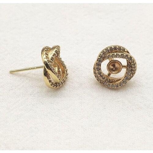 New Arrival! 13mm 20pcs Plating Real Gold Cubic Zirconia Ear Stud Connectors For Handmade Earring Parts DIY Jewelry Findings