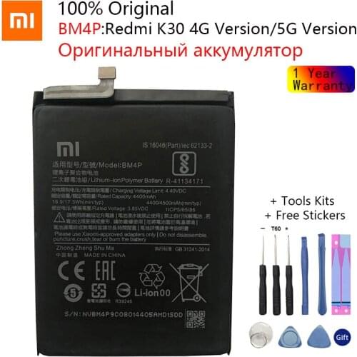 Xiao Mi Original Replacement Phone Battery BM4P For Xiaomi Mi Redmi K30 Hongmi K30 Authentic Rechargeable Battery 4500mAh+Tools