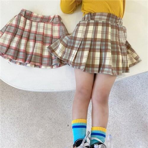 2-6 Years Toddler Girl Skirts Fashion Plaid Pleated Skirt for Girl Korean College Style Baby Kids Pettiskirt Girl Pleated Skirts