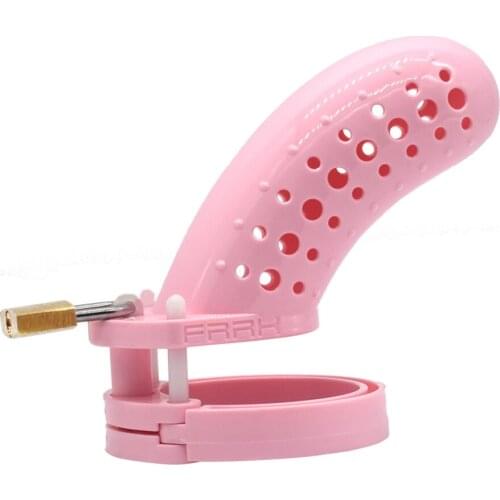 Plastic Male Chastity Device Porous Cock Cage With 5 Size Rings Brass Lock Number Tags Sex Toys Penis Ring Man sex Products