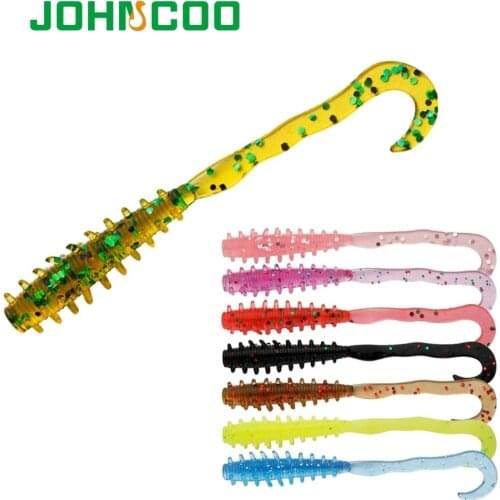 12pcs/bag Rockfishing Soft Bait 50mm 0.4g Root Fishing Small Silicone Worm Artificial Lure Plastic Single Tail Jig Lure