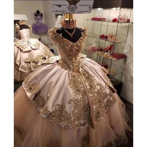 Luxury vestidos de xv años Quinceanera Dresses Appliqued Beaded Corset Ball Gown Prom Sweet 16 Dress robe de princesse fille