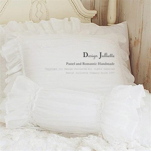 Korean Princess Pillow case luxury lace white pillow cover flower rose pink yarn custom candy pillowcase no core HM-03F