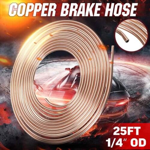 25Ft 7.62m Roll Tube Coil of 3/16" 1/4" OD Copper Nickel Brake Clutch Hose Line Piping Tubing Kit Anti Rust Un Corrosion Fitting