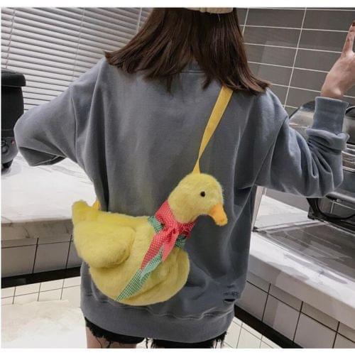 Cartoon Sweet Duck Plush Crossbody Bag Shoulderbag Cute Messenger Handbag Wallet