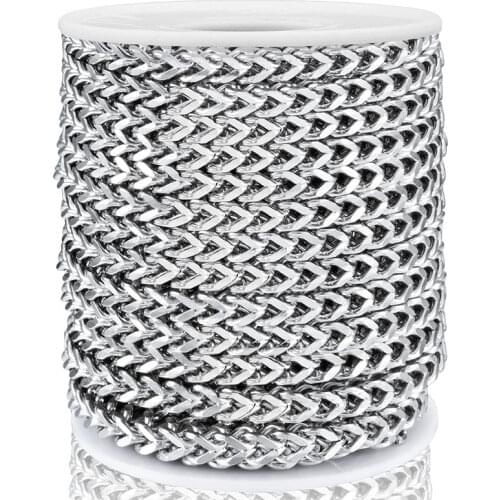 1 Meter Width 6mm Stainless Steel Twist Chain Bracelets Hip-Hop Necklace For DIY Jewelry Making Accessories Men Women Crafts