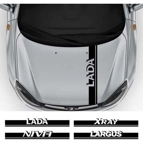 Sport Car Hood Cover Trim Stripes Stickers For Lada Xray Largus Granta Niva Auto Engine Bonnet Decoration Decals Car Accessories