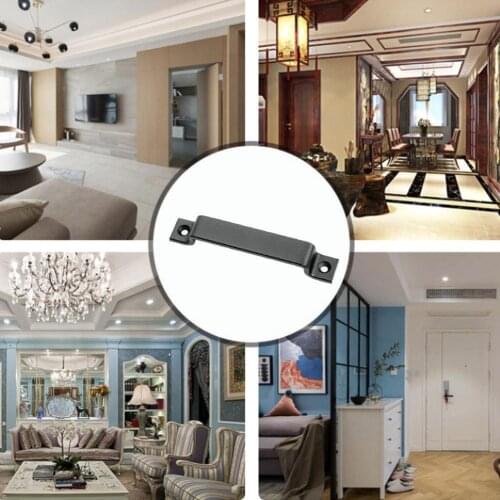 1pcs Steel Black Barn Door Handle Smooth Home Steel Outdoors Simple Garages Knob Indoors Pull Decoration Closets Sheds J0P8