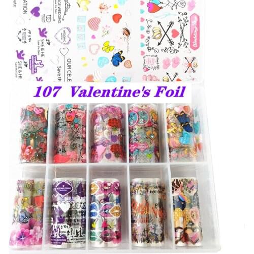 10Pcs 4x100 Fashion Set Sticker Decal Art Transfer Foils valentines Nail Decoration
