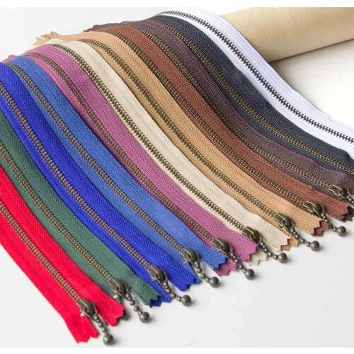 10pcs YKK 3# Metal Bronze Zipper Close-end Non Lock DIY Bag Purse zipppers Patchwork Accessories