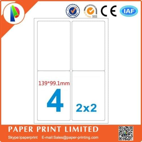 16000 labels (4000 sheets A4) A4 blank matte white label for inkjet printer compatible L7169/J8169 Paper Size: 99mm x139mm