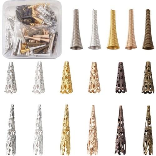 170pcs/box Iron & Alloy Bead Cone Mixed Color For Jewelry Making DIY Necklace Earring