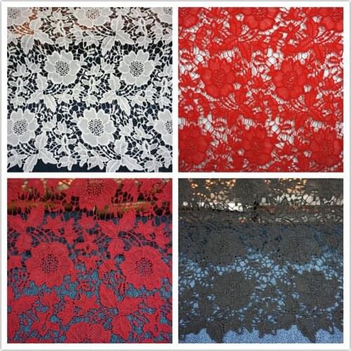 2Yards White Black Red Guipure Cord Lace High Quality Nigerian African Cord Lace Fabric Punch Water Soluble For Party Material