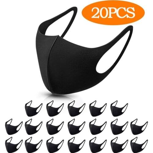 20 Pcs Black Ski Fasemask Reusable Cotton Washable Fase Maksk For Germ Protection For Adults Fashion Breathable Cycling Bandana