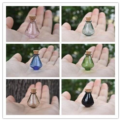 300pcs Mini Vase Glass Bottles Charms Mini Bell Bracelets Bottles Key Chains Jars Glass Charms Bottles Favor Mixed Colors 9pcs