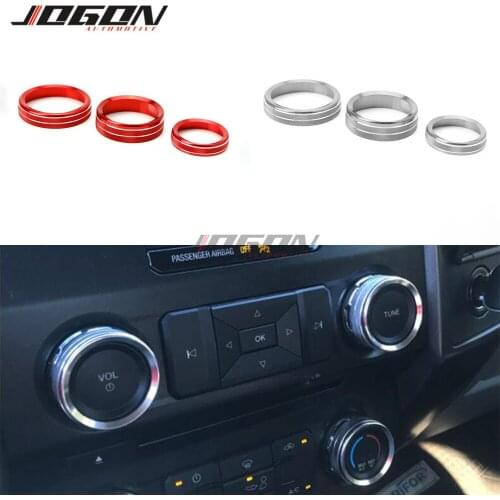 6pcs Alloy For AC Stereo Volume/Tune Trailer Switch Knob Ring Cover Trim For Ford F-150 2016-2019 Raptor 17-2019 Car Accessories