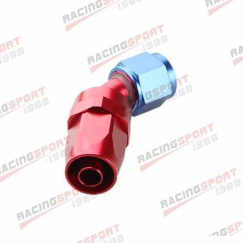 8AN AN8 Aluminum 45 Degree Swivel Oil Hose End Fitting Adapter Red/Blue