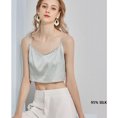 95% silk sexy cami 2021 woman tank crop top croptop cropped fashion bustier tops satin lingerie ladies camisole wrap women porno