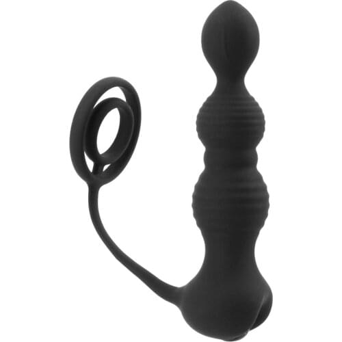 Delay Ejaculation 10 Mode Double Ring Pull Beads Sex Product Butt Plug Anal Vibrator Sex Toys for Men Women Prostate Massage