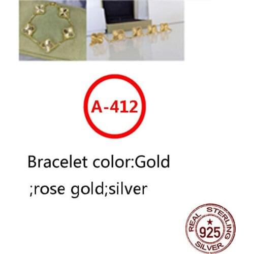 A412 S925 sterling silver bracelet simple personality fashion style hypoallergenic 5 flower four-leaf clover shape to give