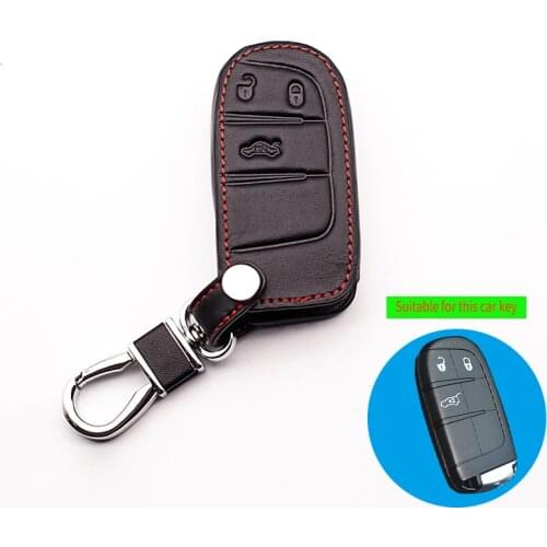 Genuine Leather Case Remote Key Car Keychain Key Cover for Fiat for Jeep 3Buttons Smart Key L228 Protective Case Car Style shell