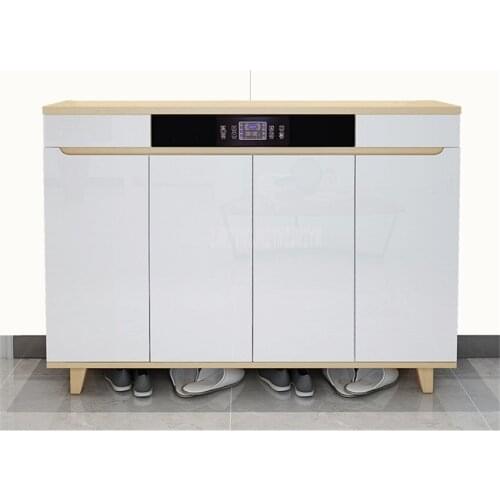 Wood Shoes Cabinet With Shoes Cleaner Ozone Sterilization Deodorization 2-Drawer 4-Door Modern Shoes Cabinet Storage Organizer