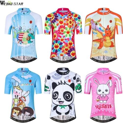 Kids Cycling Jersey Weimostar Cycling Clothing Maillot Ciclismo Breathale Boys Girls Cycling Wear Cute Cartoon Bike Clothing