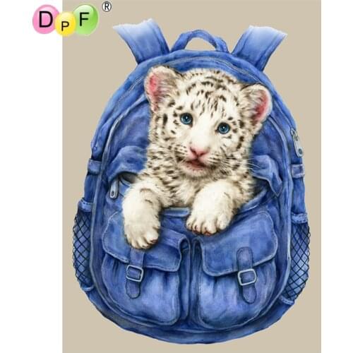 DPF 5D Round full Diamond painting Cross Stitch Diamond Embroidery Needlework blue bag tiger diamond Mosaic home decor crafts