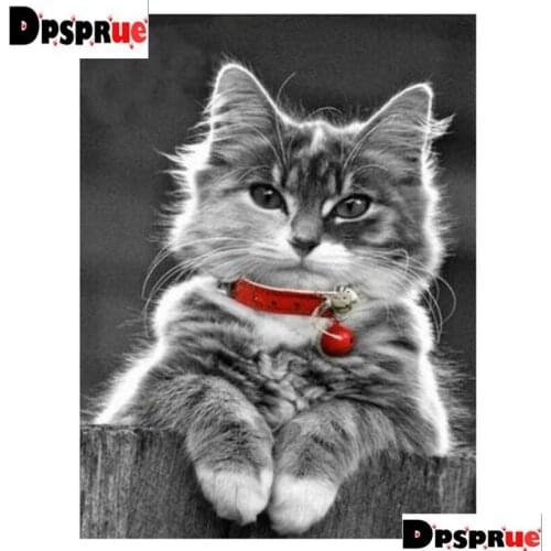 Dpsprue Full Square/Round Diamond Painting Cross Stitch Diamond 3D Embroidery Animal Cat DIY 5D Moasic Home Decor Gift K52