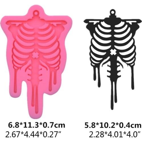 F3MD Keychain Epoxy Resin Mold Skull Pendant Silicone Mould DIY Crafts Jewelry Necklace Casting Tools